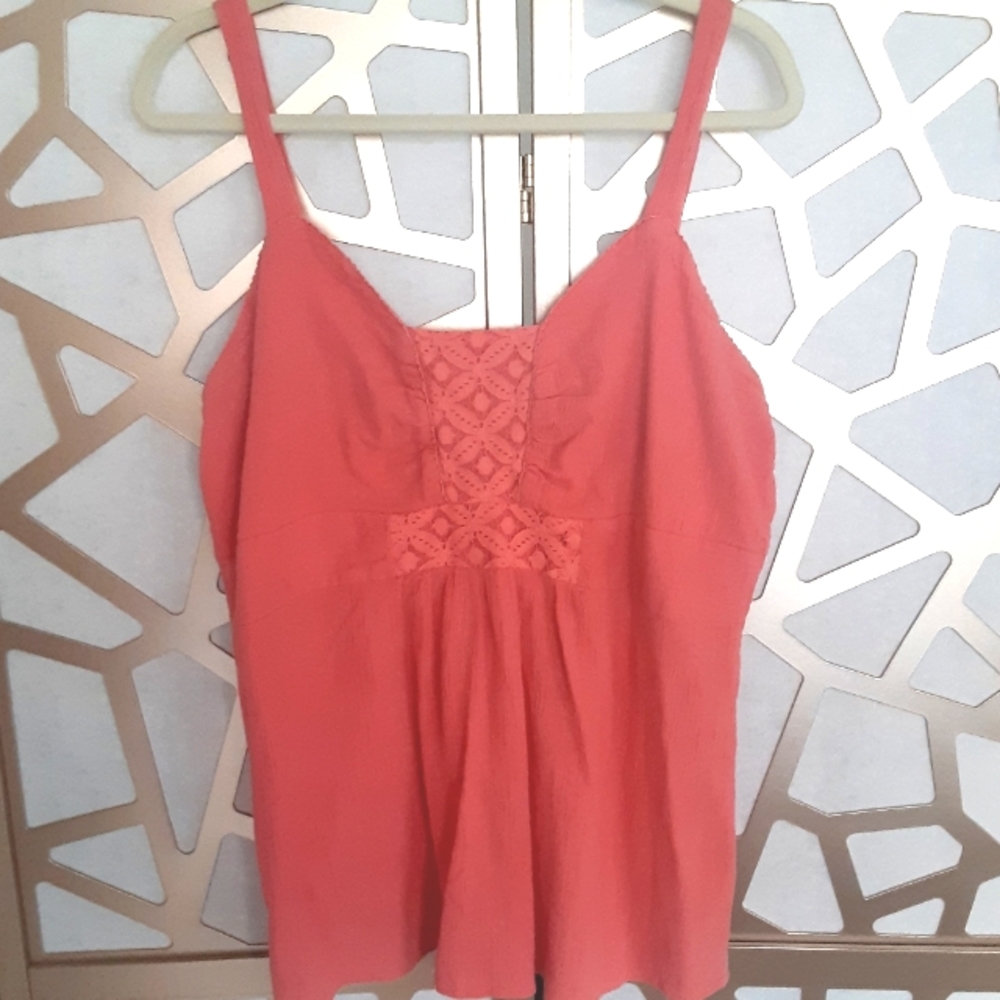 TORRID Coral Linen & Lace camisole top